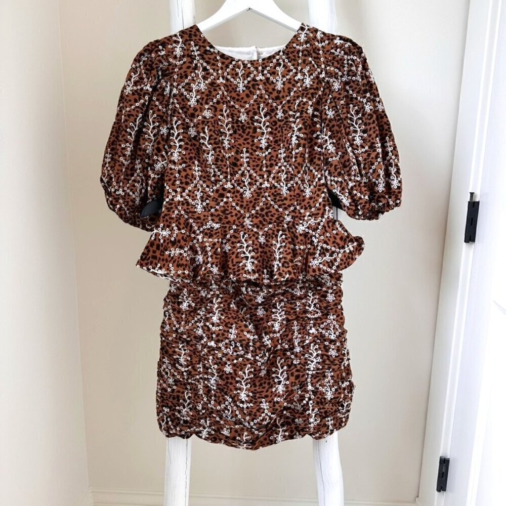 Free the Roses Brown Black White Eyelet Skirt and Top Set SZ Small